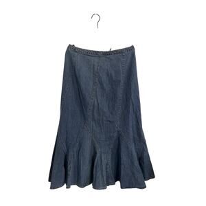 JM Collection Vintage Denim Godet Midi Maxi Skirt Cotton Western Boho Y2K 90s